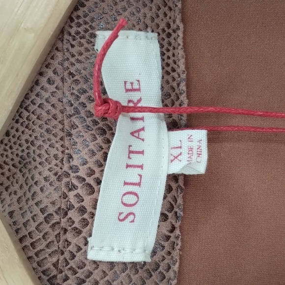 Solitaire faux snakeskin tan shimmer open jacket with tie size XL - Picture 5 of 9